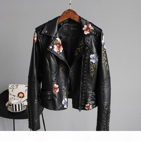 2020 brand women jackets floral print embroidery soft leather female jacket coat casual pu motorcycle punk outerwear, Black
2020 brand women jackets floral print embroidery soft leather female jacket coat casual pu motorcycle punk outerwear, Black