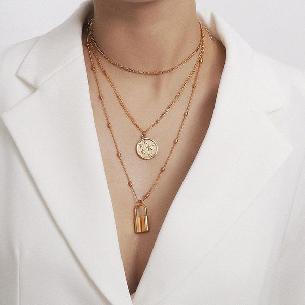 pendant necklaces hiphop multi layer lock necklace for women heat padlock chunky 2021 fashion chain decoration on the neck, Silver
pendant necklaces hiphop multi layer lock necklace for women heat padlock chunky 2021 fashion chain decoration on the neck, Silver