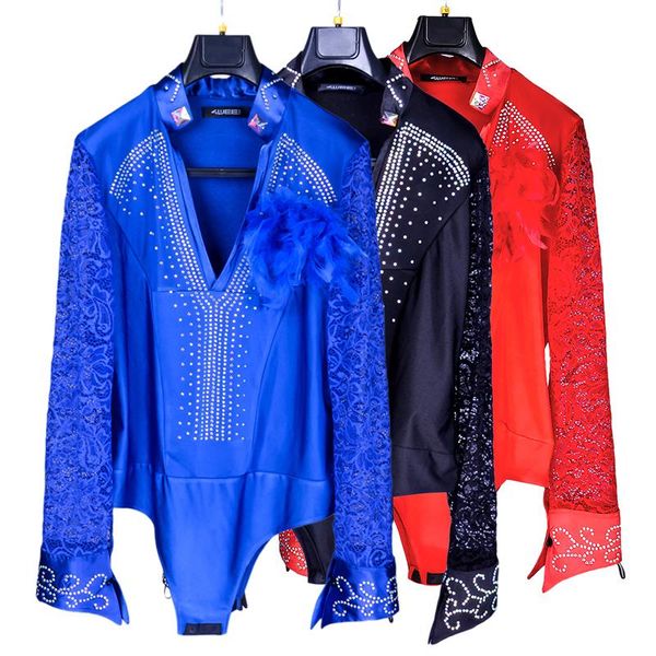 stage wear 2021 ballroom latin dance shirts male black long sleeve lace v collar shirt men samba cha dancing performance, Black;red
stage wear 2021 ballroom latin dance shirts male black long sleeve lace v collar shirt men samba cha dancing performance, Black;red
