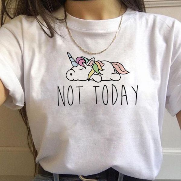 not today unicorn printed cotton short-sleeved women's t-shirt summer new fashion casual soft female t shirt, White
not today unicorn printed cotton short-sleeved women's t-shirt summer new fashion casual soft female t shirt, White