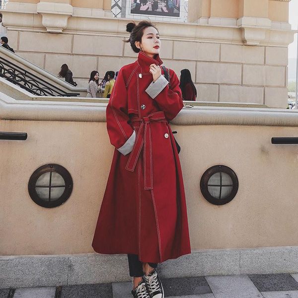 2021 autumn winter long trench coat for women british style plus size casual with belt coat elegant chic female windbreaker y174, Tan;black
2021 autumn winter long trench coat for women british style plus size casual with belt coat elegant chic female windbreaker y174, Tan;black