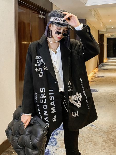 woolen suit women's middle and long style fall / winter 2020 new heavy industry drill korean loose coat fashion, Black
woolen suit women's middle and long style fall / winter 2020 new heavy industry drill korean loose coat fashion, Black