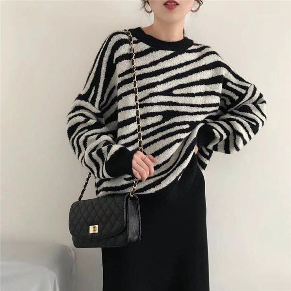 women's sweaters oversized sweater women harajuku loose pullovers ladies soft striped zebra batwing sleeve chic korean 2021 autumn swe, White;black
women's sweaters oversized sweater women harajuku loose pullovers ladies soft striped zebra batwing sleeve chic korean 2021 autumn swe, White;black
