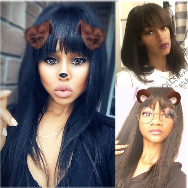 13x4 lace front human hair wigs with bangs 150% pre plucked glueless brazilian remy lace front wigs straight lace wigs, Black;brown
13x4 lace front human hair wigs with bangs 150% pre plucked glueless brazilian remy lace front wigs straight lace wigs, Black;brown