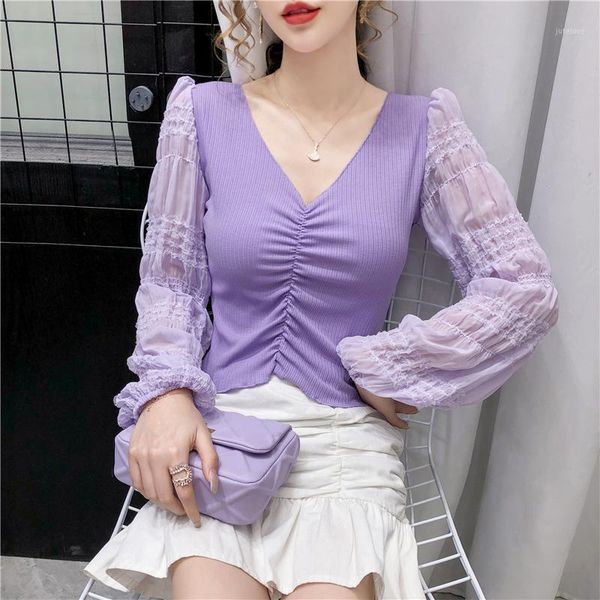 2021 autumn long sleeve women blouse shirt fashion casual v-neck puff sleeve women's and shirt knitted1, White
2021 autumn long sleeve women blouse shirt fashion casual v-neck puff sleeve women's and shirt knitted1, White