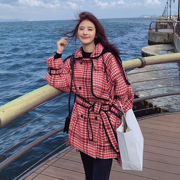 2020 korean winter clothes women hooded woolen coat red plaid splice mid-long belted overcoat female elegant plus size jacket1, Black
2020 korean winter clothes women hooded woolen coat red plaid splice mid-long belted overcoat female elegant plus size jacket1, Black