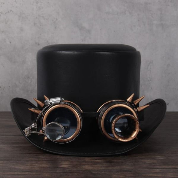 women men leather hat punk glasses fedoras hat magician steampunk cosplay party caps dropshiping 3size 13cm top, Blue;gray
women men leather hat punk glasses fedoras hat magician steampunk cosplay party caps dropshiping 3size 13cm top, Blue;gray