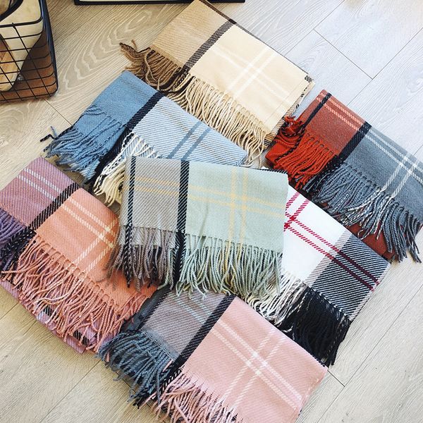 scarf women's autumn and winter new classic british checked stripe cashmere tassel warm fashion shawl klwe, Blue;gray
scarf women's autumn and winter new classic british checked stripe cashmere tassel warm fashion shawl klwe, Blue;gray