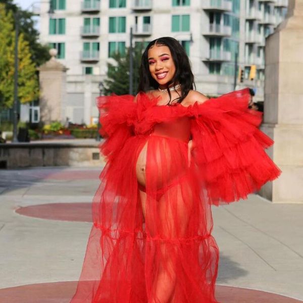 red tulle robes women evening gowns plus off shoulder long sleeves tiered tulle tiered front split pregnant women p outfit prom dress, Black
red tulle robes women evening gowns plus off shoulder long sleeves tiered tulle tiered front split pregnant women p outfit prom dress, Black