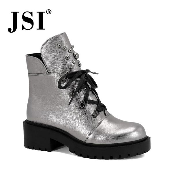boots jsi women genuine leather ankle solid mid heel shoes fashion basic metal decoration round toe lady jm42, Black
boots jsi women genuine leather ankle solid mid heel shoes fashion basic metal decoration round toe lady jm42, Black