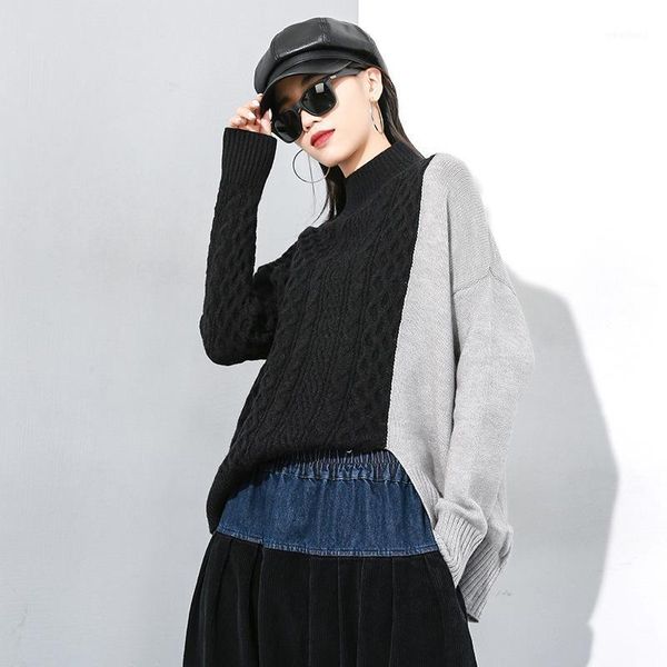 women's sweaters winter stitching pullover size irregular batwing sleeve shirt korean loose color patchwork turtleneck sweater1, White;black
women's sweaters winter stitching pullover size irregular batwing sleeve shirt korean loose color patchwork turtleneck sweater1, White;black