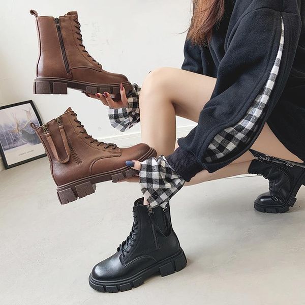 real leather boots women's 2021 new thick soled plush middle sleeve boots british wind net red women, Black
real leather boots women's 2021 new thick soled plush middle sleeve boots british wind net red women, Black