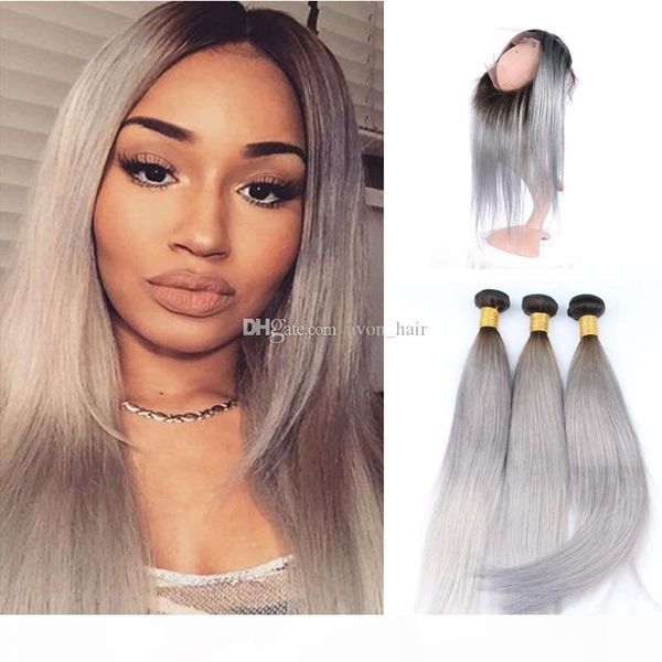 brazilian virgin hair dark root ombre #1b grey straight 3 bundles with pre plucked 360 full lace band frontal closure, Black;brown
brazilian virgin hair dark root ombre #1b grey straight 3 bundles with pre plucked 360 full lace band frontal closure, Black;brown
