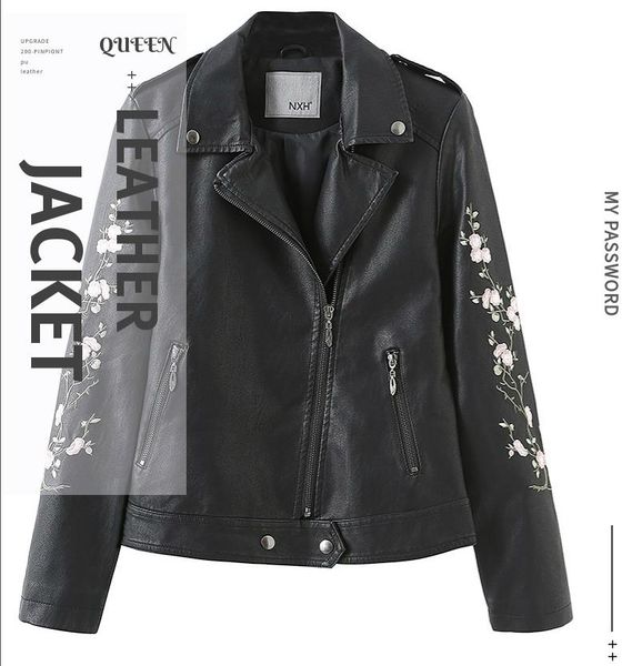 women's leather & faux women coat black pu embroidered motorcycle jacket female long sleeve moto autumn fashion streetwear
women's leather & faux women coat black pu embroidered motorcycle jacket female long sleeve moto autumn fashion streetwear