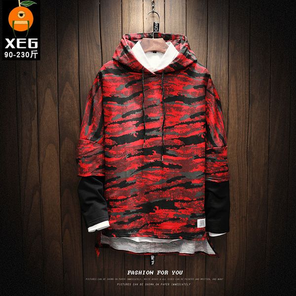 sweater men's camouflage hoodie loose and fat increase tide brand fake two spring hip hop hoodies student large, Blue
sweater men's camouflage hoodie loose and fat increase tide brand fake two spring hip hop hoodies student large, Blue