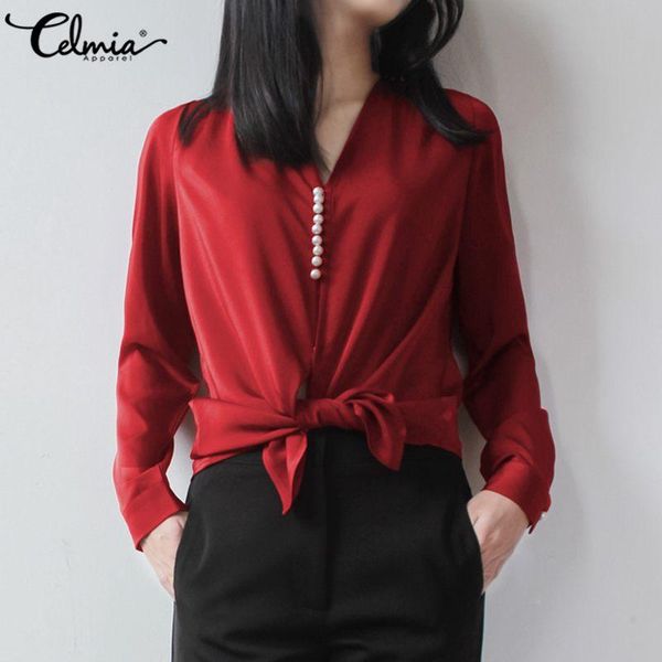 autumn plus size women long sleeves blouse fashion satin shirts v neck celmia casual loose solid pearl elegant silk blusas, White
autumn plus size women long sleeves blouse fashion satin shirts v neck celmia casual loose solid pearl elegant silk blusas, White