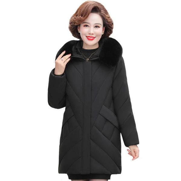 middle-aged women's long coat with fur collar solid casual winter jacket women hooded thick cotton padded plus size woman parkas, Black
middle-aged women's long coat with fur collar solid casual winter jacket women hooded thick cotton padded plus size woman parkas, Black