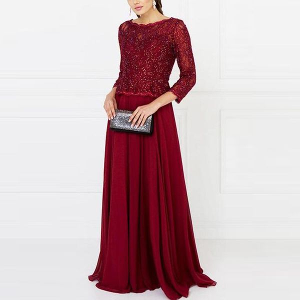 dark red mother of the bride dresses sparkly lace long sleeve lace chiffon floor length formal evening wedding party gowns, Black;red
dark red mother of the bride dresses sparkly lace long sleeve lace chiffon floor length formal evening wedding party gowns, Black;red