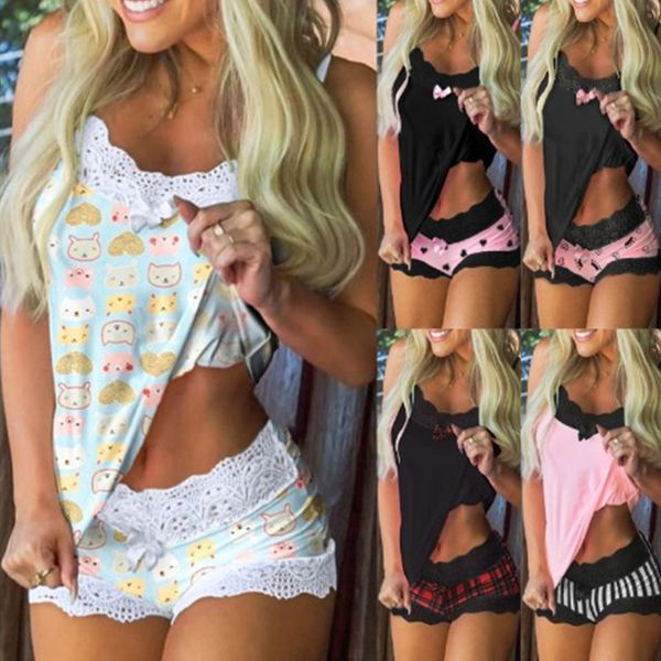 women pajama suit designer printed home suit sleeveless suspender shorts two piece set lady fashion casual pajamas outfits jck, Black;red
women pajama suit designer printed home suit sleeveless suspender shorts two piece set lady fashion casual pajamas outfits jck, Black;red