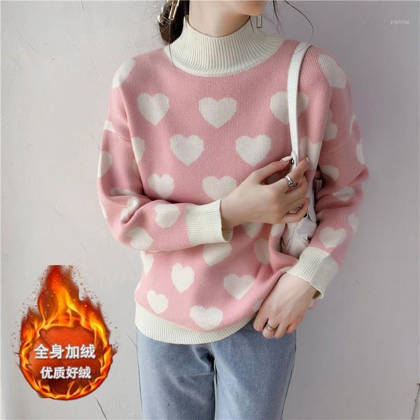 lukaxsikax 2021 new autumn winter women thicken fleece warm sweater fashion contrast color love knitted pullover sweater1, White;black
lukaxsikax 2021 new autumn winter women thicken fleece warm sweater fashion contrast color love knitted pullover sweater1, White;black
