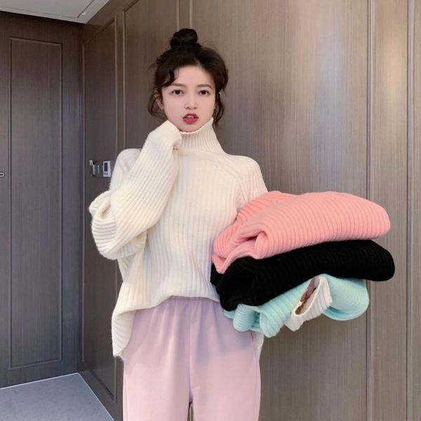 make firm offers gentle turtleneck loose languid is lazy wind back open fork design feeling knitting a sweater, White
make firm offers gentle turtleneck loose languid is lazy wind back open fork design feeling knitting a sweater, White