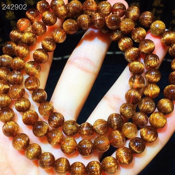coloured 7mm natural copper rutilated quartz crystal bracelet light eye 3 round certified beads i7af, Black
coloured 7mm natural copper rutilated quartz crystal bracelet light eye 3 round certified beads i7af, Black