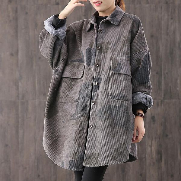 women's blouses & shirts oversized camouflage print corduroy blouse women autumn winter plus velvet thick long sleeve casual vintage b, White
women's blouses & shirts oversized camouflage print corduroy blouse women autumn winter plus velvet thick long sleeve casual vintage b, White