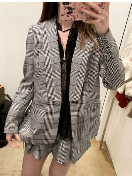 women's suits & blazers lace stitching gray plaid women suit coat long-sleeved wild coat1, White;black
women's suits & blazers lace stitching gray plaid women suit coat long-sleeved wild coat1, White;black
