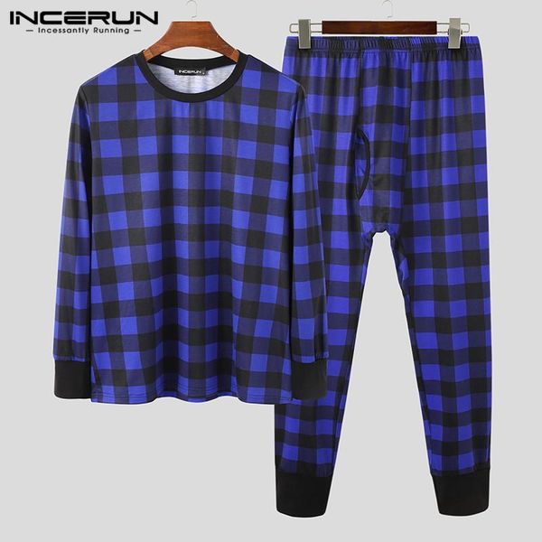 men plaid pajamas sets homewear long sleeve o neck sleepwear leisure sleep pants 2 pieces comfortable men nightwear sets incerun, Black;brown
men plaid pajamas sets homewear long sleeve o neck sleepwear leisure sleep pants 2 pieces comfortable men nightwear sets incerun, Black;brown