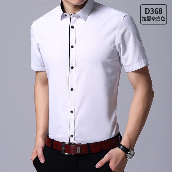 men's casual shirts dress short sleeved shirt twill stripe male white blue pink black slim fit for men social work wear, White;black
men's casual shirts dress short sleeved shirt twill stripe male white blue pink black slim fit for men social work wear, White;black