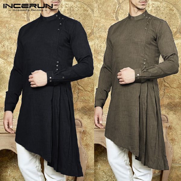 men shirt indian clothing solid color long sleeve cotton casual men islamic muslim arab kaftan men long shirt 3xl incerun c1211, White;black
men shirt indian clothing solid color long sleeve cotton casual men islamic muslim arab kaftan men long shirt 3xl incerun c1211, White;black