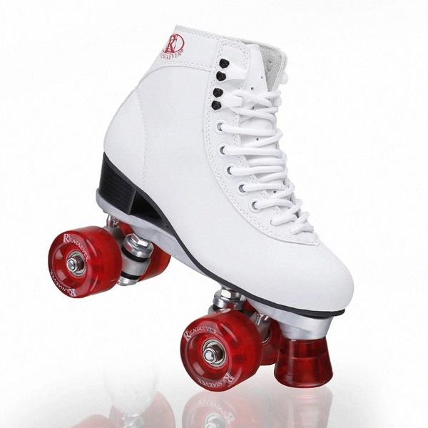 Fashion double row pulley shoes 4-wheel skates white Pu Boots wine red wheels #1W0t
Fashion double row pulley shoes 4-wheel skates white Pu Boots wine red wheels #1W0t