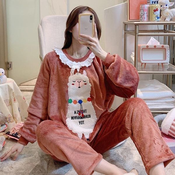 new warm winter pajamas women flannel korean cute cartoon suit warm can wear two pieces of household clothes long sleeve pants1, Black;red
new warm winter pajamas women flannel korean cute cartoon suit warm can wear two pieces of household clothes long sleeve pants1, Black;red