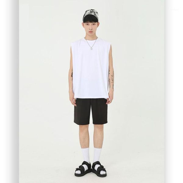 men summer new loose solid color cotton sleeveless male streetwear hip hop sports tank1, White;black
men summer new loose solid color cotton sleeveless male streetwear hip hop sports tank1, White;black