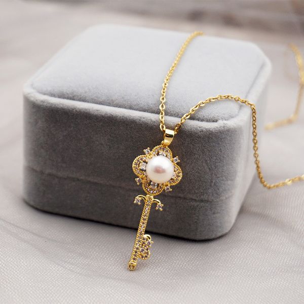 korean fashion freshwater pearl necklace with diamond key autumn winter sweater chain long clothing accessories gold necklace, Silver
korean fashion freshwater pearl necklace with diamond key autumn winter sweater chain long clothing accessories gold necklace, Silver
