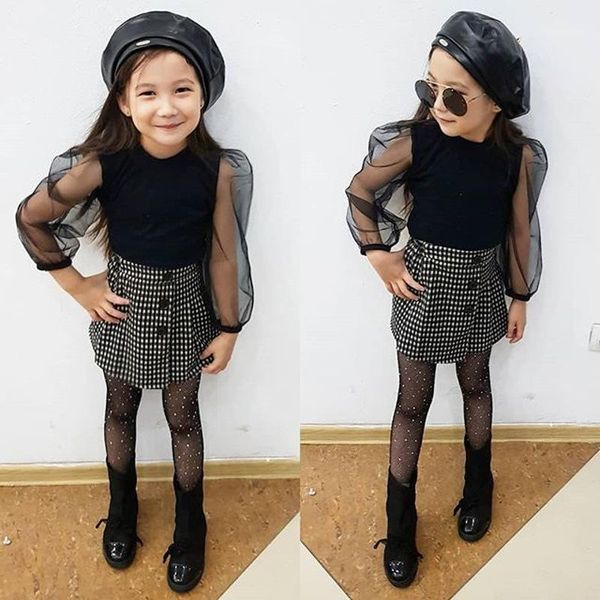 2-6y korean fashion toddler girls clothes long puff mesh sleeve blouse shirt+plaid skirt 2pcs outfits set children 's tracksuit1, White
2-6y korean fashion toddler girls clothes long puff mesh sleeve blouse shirt+plaid skirt 2pcs outfits set children 's tracksuit1, White
