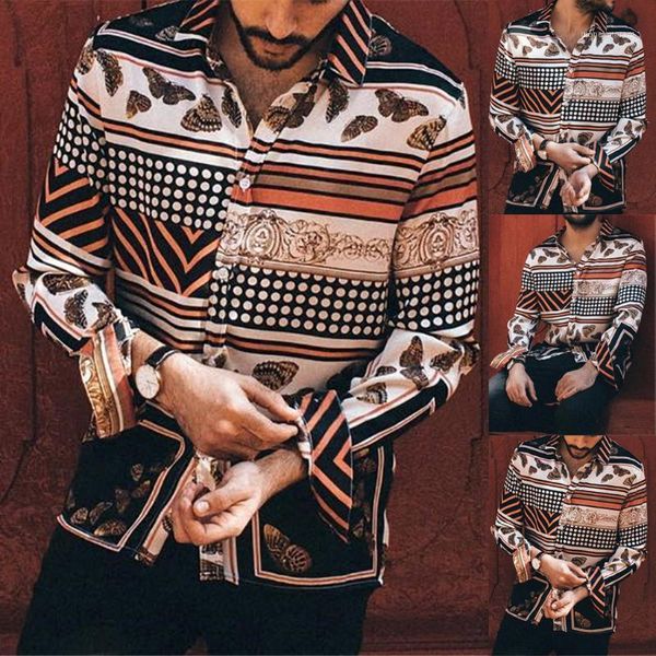 men's casual shirts fashion men's long sleeve polka dot striped print vintage shirt camisa social masculina 2021 modis men w7301, White;black
men's casual shirts fashion men's long sleeve polka dot striped print vintage shirt camisa social masculina 2021 modis men w7301, White;black