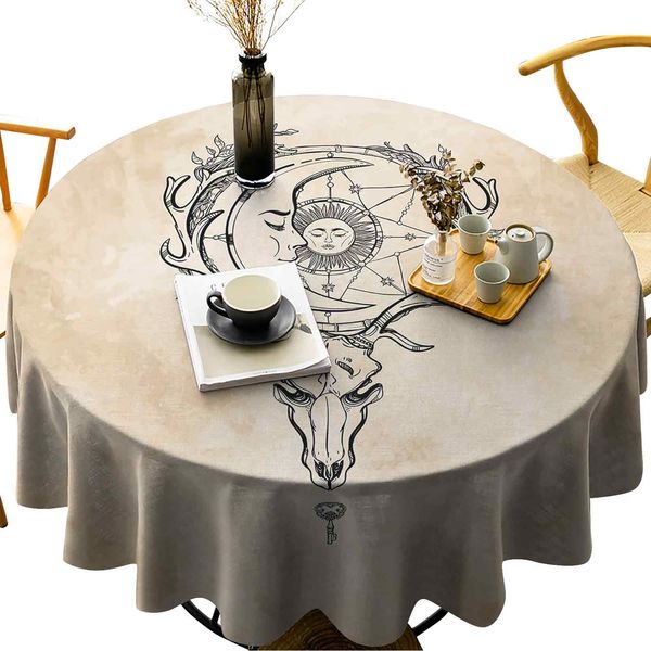 luxurious round table cloth wrinkle resistant vintage old paper background with deer skull antlers moon and star hand drawn outline
luxurious round table cloth wrinkle resistant vintage old paper background with deer skull antlers moon and star hand drawn outline