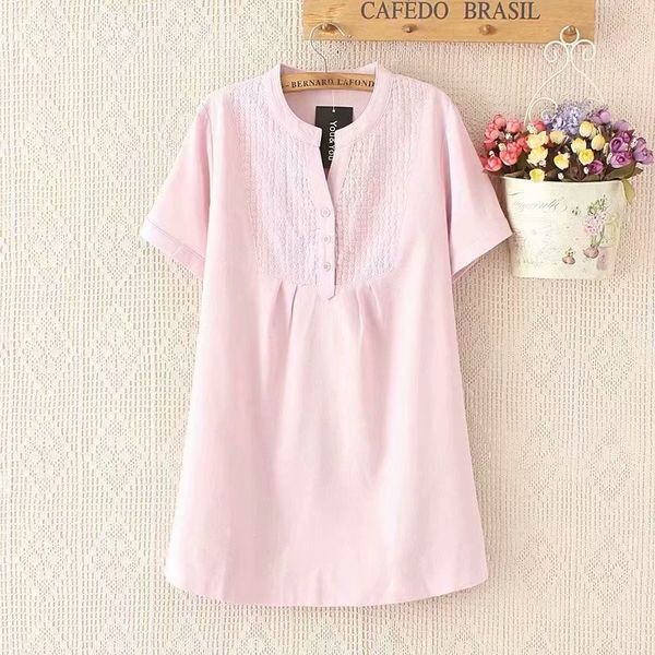 female cotton and linen with large elegant short sleeves shirts embroidered solid floral 7w0o, White
female cotton and linen with large elegant short sleeves shirts embroidered solid floral 7w0o, White