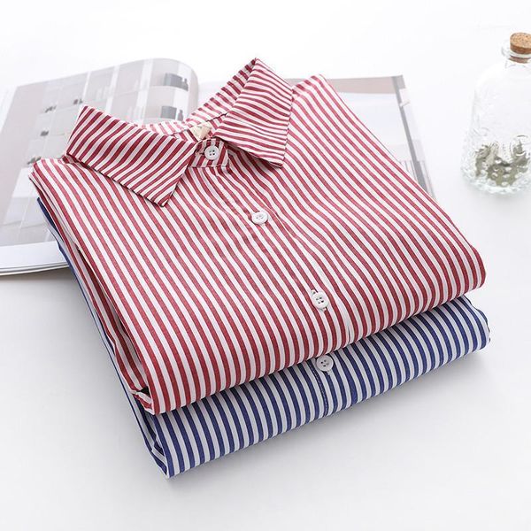 women's blouses & shirts striped women tunic womens and blouse 2021 long sleeve clothing button up down autumn korean fashion1, White
women's blouses & shirts striped women tunic womens and blouse 2021 long sleeve clothing button up down autumn korean fashion1, White
