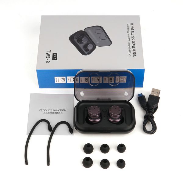 tws-8 touch control bluetooth 5.0 earphones waterproof true wireless earbuds mini sport earphone for phone with mic charging box
tws-8 touch control bluetooth 5.0 earphones waterproof true wireless earbuds mini sport earphone for phone with mic charging box