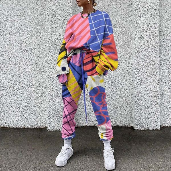 women tracksuit patchwork drawstring sweatsuit autumn and winter fashion printing round neck long-sleeved trousers casual sports two-piece s, Gray
women tracksuit patchwork drawstring sweatsuit autumn and winter fashion printing round neck long-sleeved trousers casual sports two-piece s, Gray