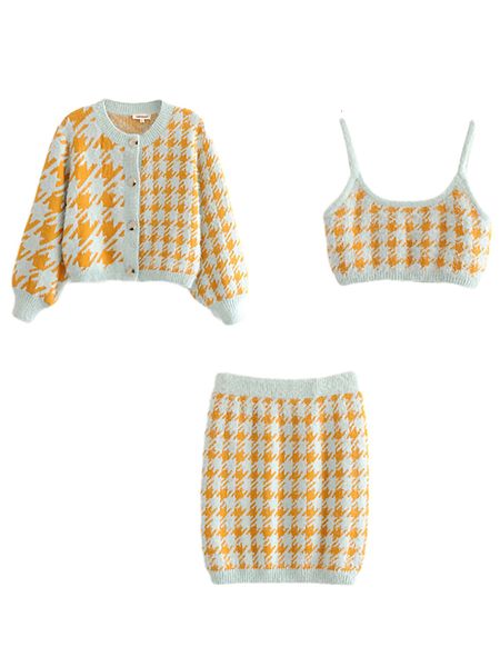2021 new houndstooth high-elastic wool short sleeve long miniskirt and women's nightgown 3 piece contrast outfits mlny, Black;gray
2021 new houndstooth high-elastic wool short sleeve long miniskirt and women's nightgown 3 piece contrast outfits mlny, Black;gray