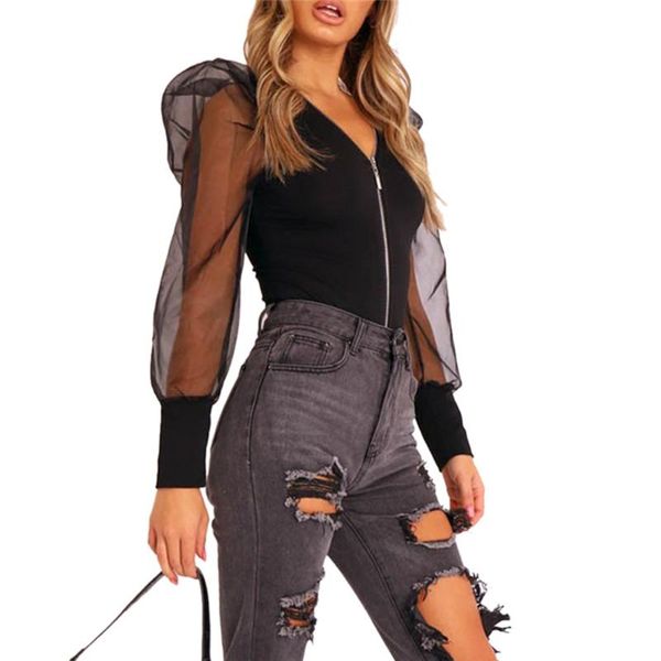 trendy women clothes zipper transparent long puff sleeve jumpsuit v-neck mesh leotard polyester bodysuit one piece, Black;white
trendy women clothes zipper transparent long puff sleeve jumpsuit v-neck mesh leotard polyester bodysuit one piece, Black;white
