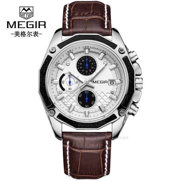 miguel megir men's watch multi function timing calendar leather watch high grade, Slivery;brown
miguel megir men's watch multi function timing calendar leather watch high grade, Slivery;brown