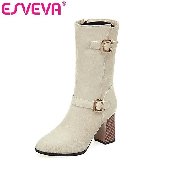 esveva 2020 women boots mid-calf boots pointed toe zipper square high heels platform casual shoes size 34-43, Black
esveva 2020 women boots mid-calf boots pointed toe zipper square high heels platform casual shoes size 34-43, Black