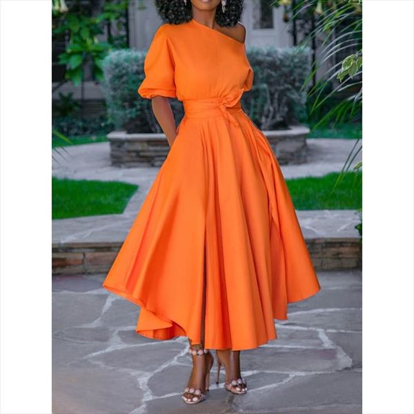 2021 casual long dress women summer one shoulder street travel high waist robe ladies big swing evening elegant day dresses, Black;gray
2021 casual long dress women summer one shoulder street travel high waist robe ladies big swing evening elegant day dresses, Black;gray