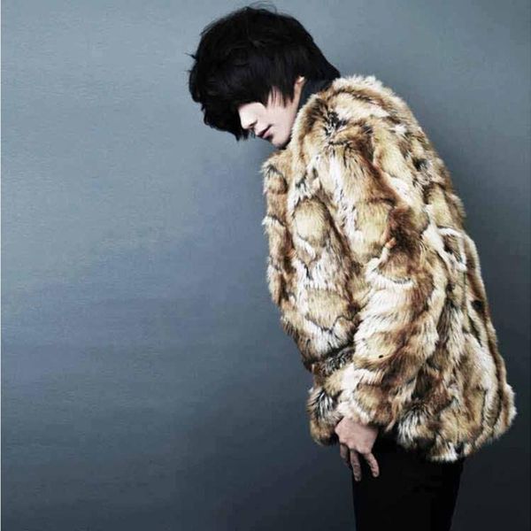 men's fur & faux autumn and winter coat imitation mink in the long trench oversized retro leopard print men jacket, Black
men's fur & faux autumn and winter coat imitation mink in the long trench oversized retro leopard print men jacket, Black