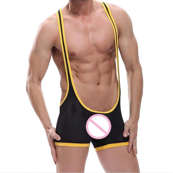 3pieces/lot mens mesh bodysuit wrestling singlet jumpsuit boxer underwear tyle leotard underwear wrestling undershirt, Black;brown 
3pieces/lot mens mesh bodysuit wrestling singlet jumpsuit boxer underwear tyle leotard underwear wrestling undershirt, Black;brown