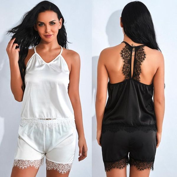 women's sleepwear women satin lace silk pajama set backless camisole shorts and woman pajamas lingerie pijama mujer1, Black;red
women's sleepwear women satin lace silk pajama set backless camisole shorts and woman pajamas lingerie pijama mujer1, Black;red
